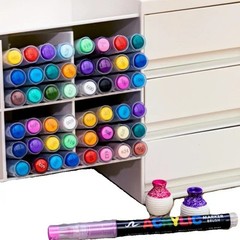 48pcs Acrylic Paint Markers Dual Tip Fine Brush Art Pens for Rock Wood DIY