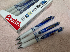 Pentel EnerGel Pearl Gel Pens Blue Ink 3 PENS BLN77PW-C New loose FREE SHIPPPING
