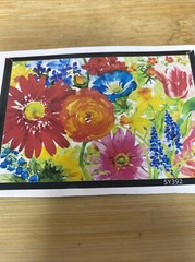 Paint By Number Bright Flowers Kit 25”x18” Complete Brushes Paint Canvas