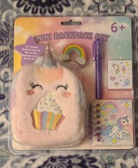 ” Mini Backpack Set” Girls Pink Keyring Unicorn Backpack Set New