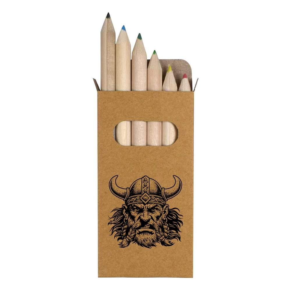 6 x ‘Viking Portrait’ Short 85mm Pencils / Coloured Pencil Set (PE00098378)