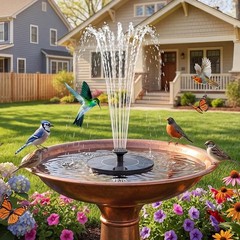 AISITIN Solar Fountain Pump 6 Nozzles Floating Bird Bath Garden Pond Outdoor