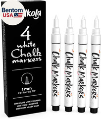 Extra Fine Tip White Chalk Markers (4 Pack 1Mm Point) Chalk Pens – White Dry Era