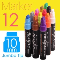 Jumbo 12Colors Markers, Acrylic Paint Pens, 10mm Felt Tip Jumbo Poster Marker…
