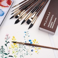 Watercolor Brushes Professional, 10Pcs Synthetic Squirrel Hair Water Color Pa…