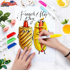 Shuttle Art 30 Colors Permanent Markers, Fine Point, Assorted Colors, Works on P