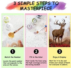 TFIAVSIN Deer in Autumn Forest Paint by Numbers Kit for Adults, Complete Adult P