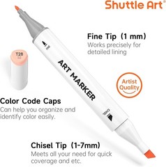 36 Colors Skin Tone&Hair Art Markers, Dual Tip Alcohol Based Marker Pen Set C…