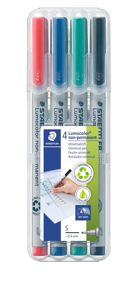 STAEDTLER Lumocolor Non-Permanent Universal 1 Count (Pack of 4), Multicolor