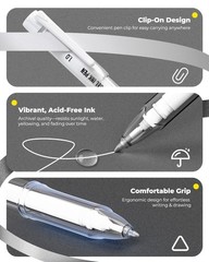White Pen, Gold Pens & Silver Pen with 0.4mm, 0.5mm & 1.0mm Assorted Tips, Op…