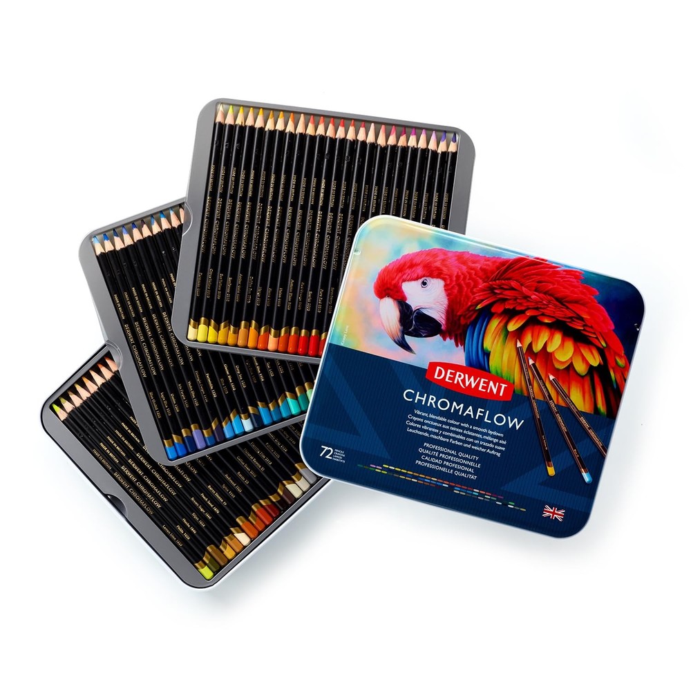 Derwent Chromaflow Colored Pencils Set of 72 Art Supply For Drawing Sketching