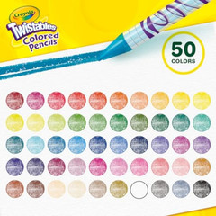 Twistables Colored Pencil Set for Kids (50Ct), No Sharpen Coloring Book Pencils,