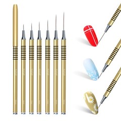 Komall Metallic Nail Art Brushes, 6Pcs Non Slip Liner Brush Set, UV Gel Gold