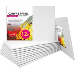 5×7 Inch Canvas Boards, 12 Value Pack, For Acrylic and Oil Painting, White