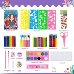 Art Supplies, Mermaid Drawing & Coloring Set with Crayons, Colored Pencils, M…