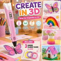 3D Printer Pen Set LED Screen 3 Color Filament DIY Drawing Pen Kids Gift Kit
