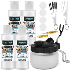 Airbrush Cleaning Kit – 4 x 4.05 oz Cleaner & Glass Pot, Ideal for Water-Based &