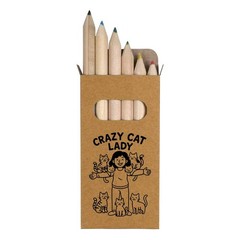 6 x ‘Crazy Cat Lady Feline Friends’ Short Colour Pencils (PE00079184)