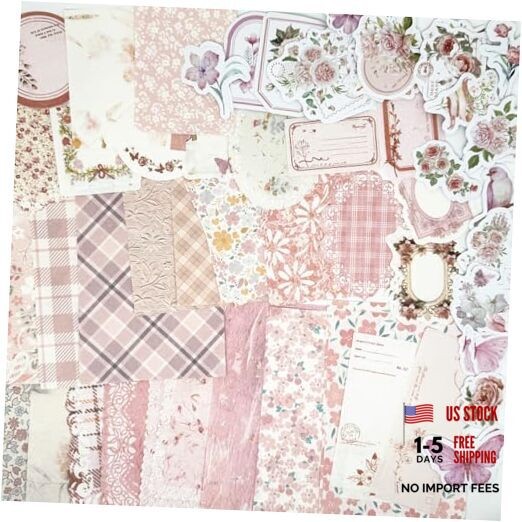 100PCS Vintage Floral Scrapbook Paper,Textured Paper Assorted Set, Special