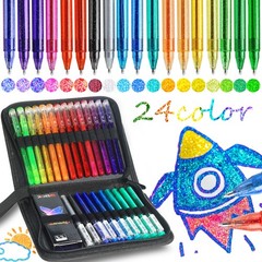 ZSCM 48 Pack Metallic Glitter Gel Pens Set, 24 Colors Sparkle Gel Pens with 2…