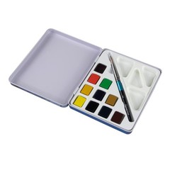 Daler-Rowney Mini Half Pan Travel Tin, 12 Piece Set, Colors May Vary