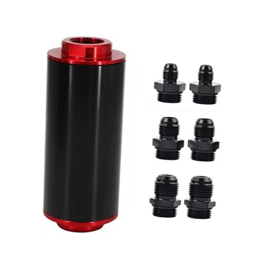 Inline Fuel Filter00 Micron Universal 50MM with 6AN 8AN0AN Adapter Aluminum 1