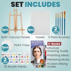 Set of 2 Painting Kits for Adults and Couples – Sip and Paint Kit Multicolor
