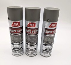 Ace Rust Stop Satin Stone Gray Enamel Spray Paint 15 oz Pack of 3 Cans