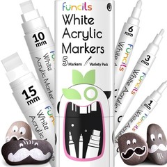 5 Acrylic White Paint Pens – Fine & Jumbo Size Ink Pens 1mm, 3mm, 6mm, 10mm, …