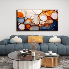 Large Abstract Wall Art: Framed Canvas for Living Room – Colorful Modern Aest…