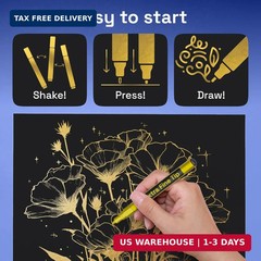 ARTISTRO 2 Gold Acrylic Paint Markers – 0.7mm Extra Fine-Tip Metallic Paint Pens