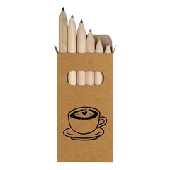 6 x ‘Teacup with Heart’ Short 85mm Pencils / Coloured Pencil Set (PE00094164)