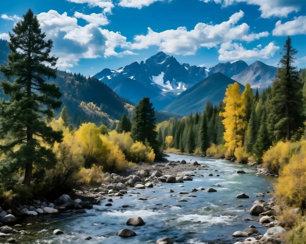 askkqtx Landscape Paint by Numbers Kit for Adults, Mountain and River Paint by N