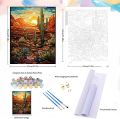 Paint by Numbers Kit for Adults – Cactus DIY Adult Paint by Number Kits Wilderne