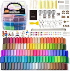 Polymer Clay 82/112 Color, Oven Bake Molding Clay Kit, DIY Starter Kit with Tool
