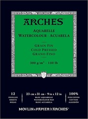 Arches Watercolor Paper Pad, 140 pound, Cold Press, 9″x12″ 9×12, Multicolor