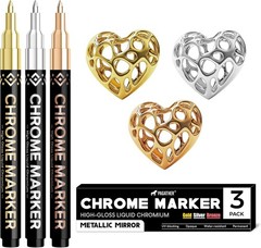 3Pcs Chrome Paint Markers Silver Permanent Mirror Liquid Chrome Pens for Plas