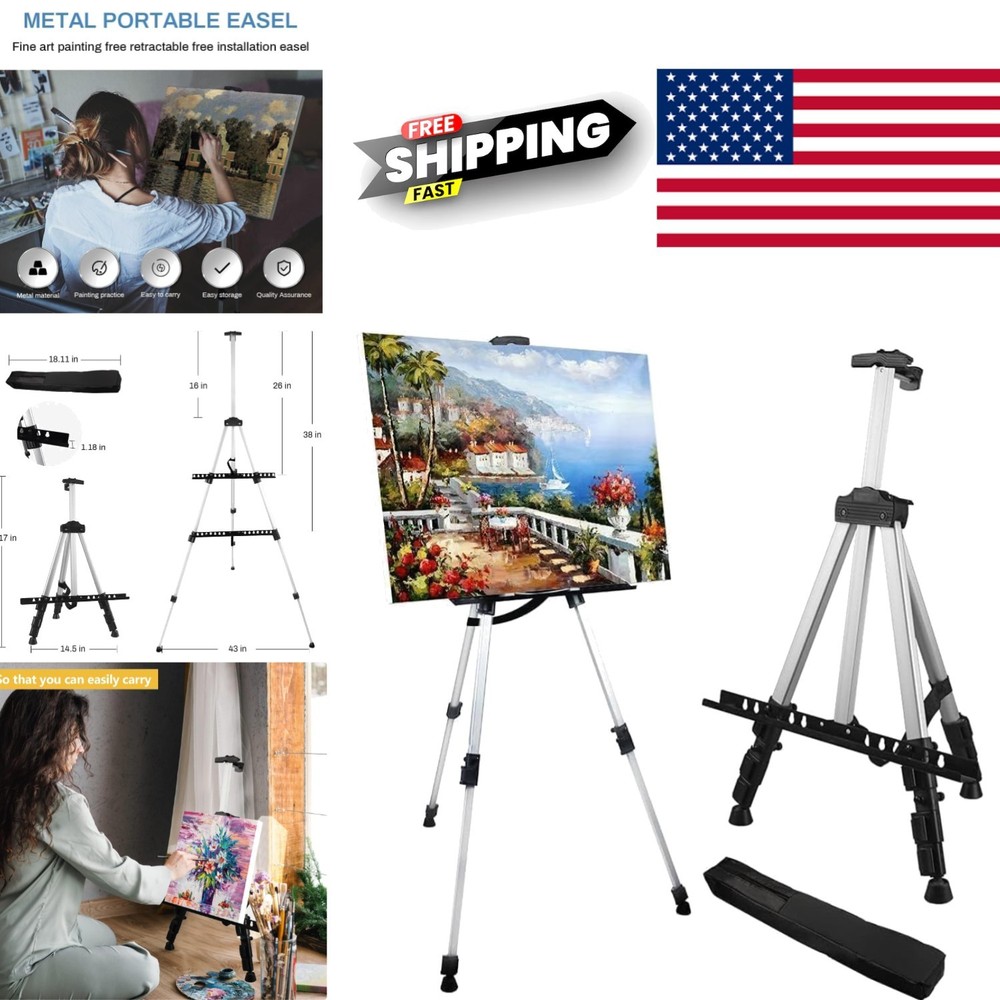 Durable Metal Art Easel 66 Inch Adjustable Tripod for Canvas or Sign Display