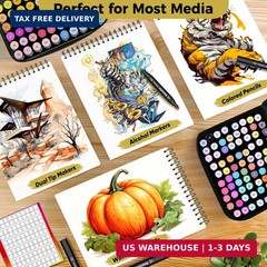 Soucolor Marker Paper Sketchbook,Bleedproof Maker Paper 9″x12″ | Professional Bl