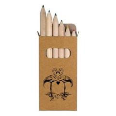 6 x ‘Pair of Flamingos with Heart’ Short Colour Pencils (PE00079646)