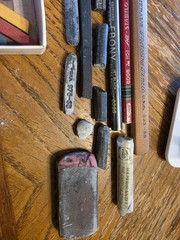 Assorted Vintage Sketching Tools, Pencils, Lead, Charcoal, Etc