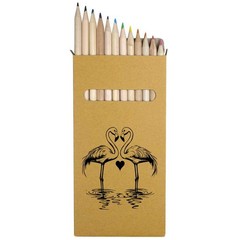 12 x ‘Pair of Flamingos with Heart’ Long Colour Pencils (PE00079647)