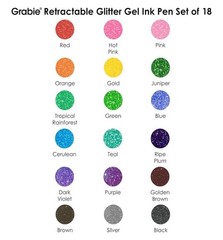 Grabie Glitter Gel Pens 18 Colors, Metallic Vibrant Sparkle Gel Pens for