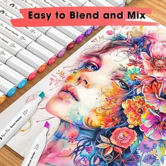 VigorFun Alcohol Markers Brush Tip, 122 Colors Dual Tip Artist Brush & Chisel…