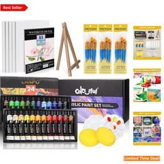 All-in-One Acrylic Paint Set – 24 Vivid Colors & 30 Brushes – Art for Everyone