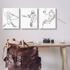 Stupell Industries Simple Line Doodle People Playing Sports Baseball Football…