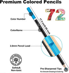 72 Professional Colored Pencils for Adult Coloring Books