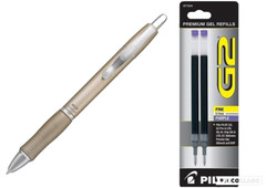 Pilot G2 Limited Metal Gel Pen .7mm Gold Barrel Purple Ink Refills Office School