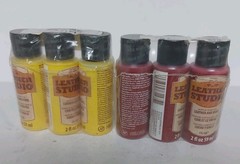 Leather Studio Set of 6 – 2 fl oz Acrylic Shoe Paint- (3) Yellow & (3) Ruby