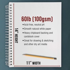 11″ x 14″ Left Hand Spiral 60lb Sketch Pad (Pack of 2)